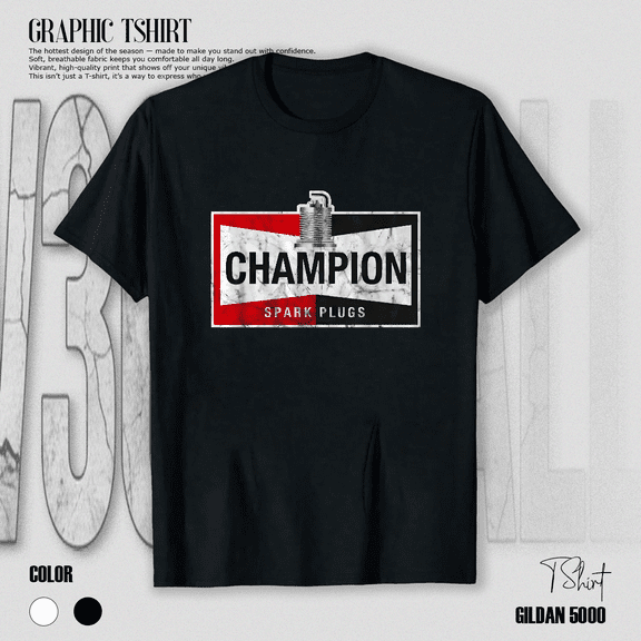 Champion Spark Plug Retro Auto Garage Mechanic Graphic Unisex T-Shirt up to size 5XL