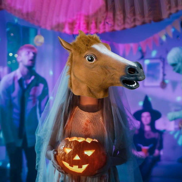 Máscara de cabeza de caballo para Halloween, máscara de animal para fiesta temática de actuación escénica