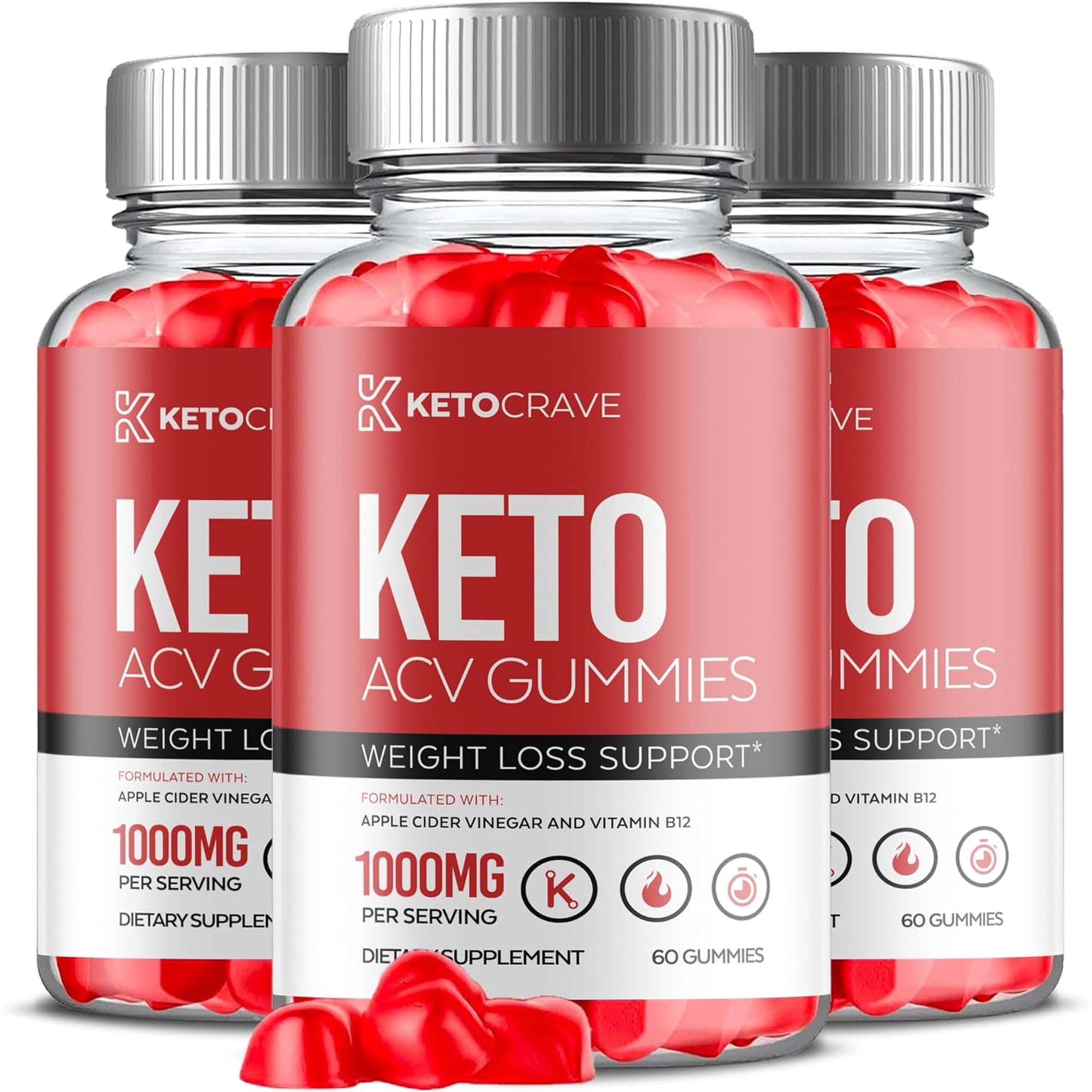 (3 Pack) Keto Crave Keto ACV Gummies - Apple Cider Vinegar Supplement for Weight Loss - Energy & Focus Boosting Dietary Supplements for Weight Management & Metabolism - Fat Burn - 180 Gummies