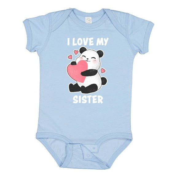 Inktastic I Love My Sister with Panda Illustration Boys or Girls Baby Bodysuit