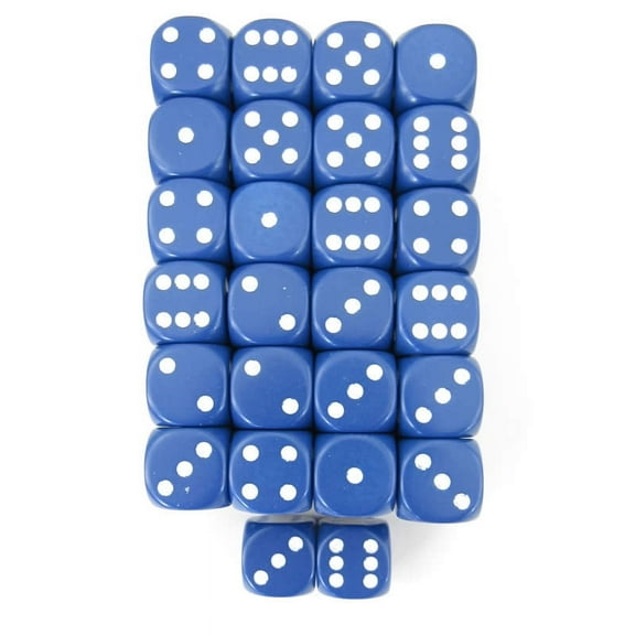 Blue Opaque Dice with White Pips D6 16mm (5/8in) Pack Of 50 Wondertrail