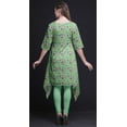 thumbnail image 2 of Bimba Kurti Asymétrique Vert à Imprimé Floral Lys et Lotus pour Femmes, Robe d'Été Indienne Tunique Grande, 2 of 6