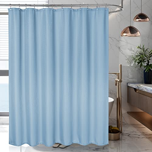 DSstyles White Shower Curtain Fabric, Waffle Weave Polyester Fabric Shower Curtain for Bathroom