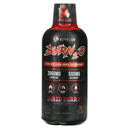 ALPHA LION Burn2O  Shred Berry  Strawberry & Vanilla  15.72 oz (465 ml)