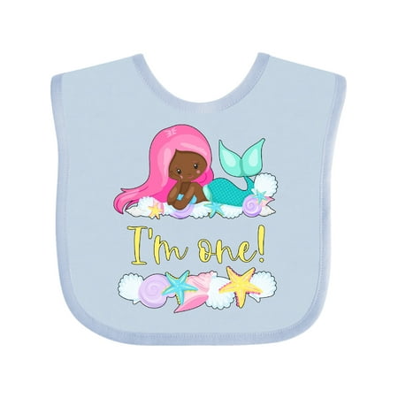 

Inktastic I m 1 Mermaid with Pink Hair and Shells Gift Baby Boy or Baby Girl Bib