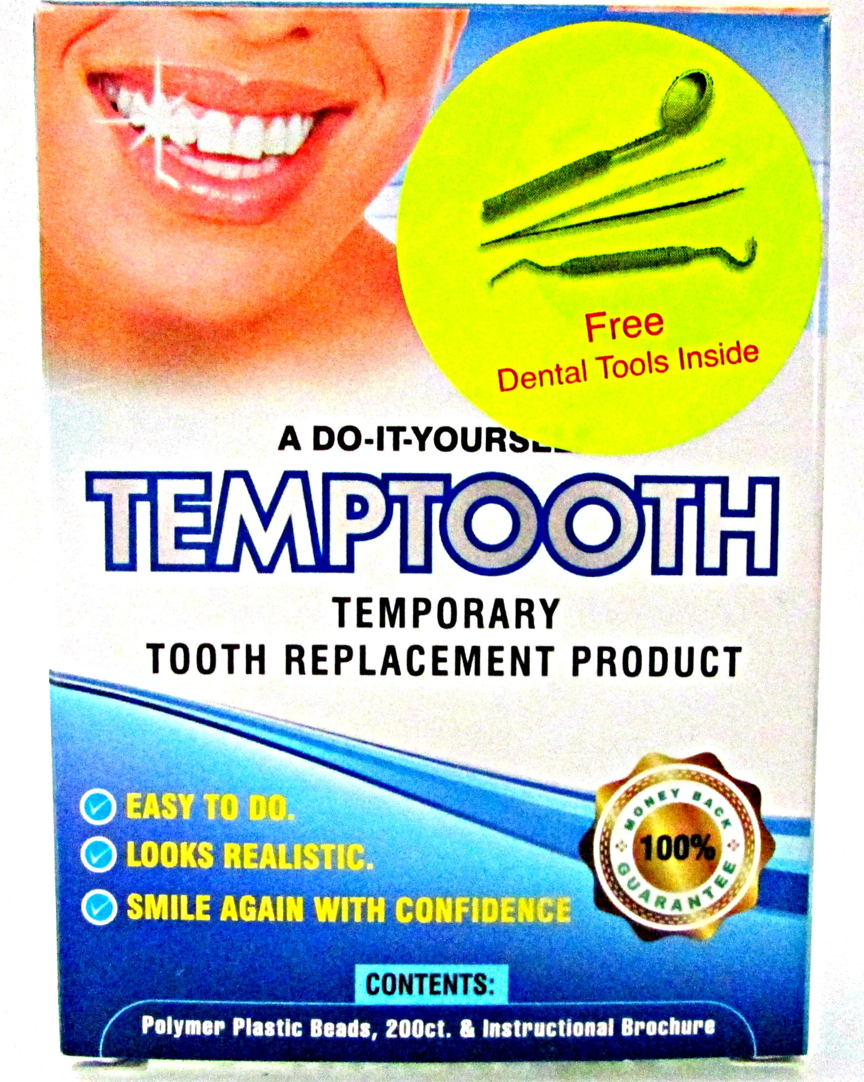 Temptooth A Do It Yourself Tooth Replacement Product 200 Ct And Includes Free Dental Tools Walmart Com Walmart Com
