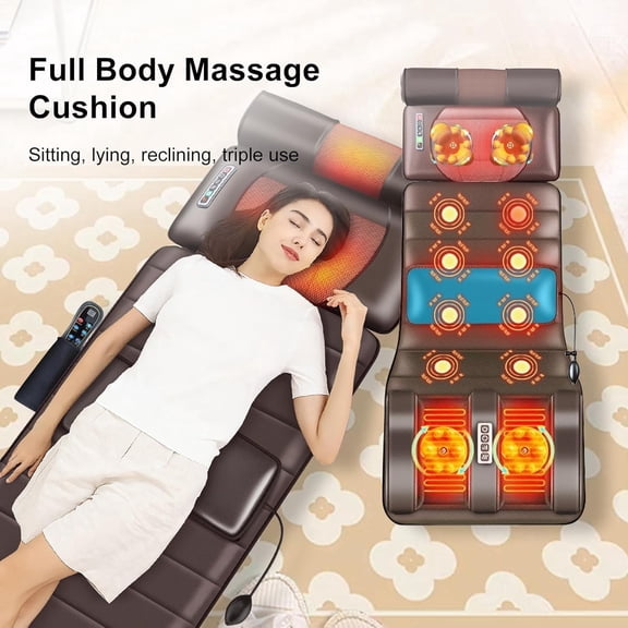 Full-body massage mat, 9 modes, featuring heating function and acupressure neck pillow