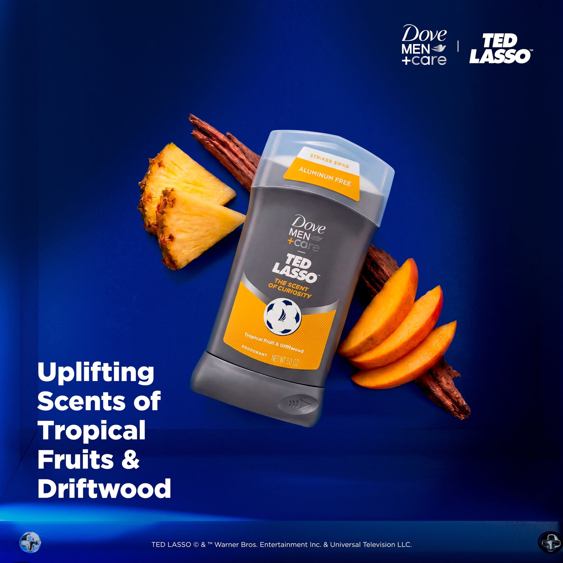 Dove Men+Care Ted Lasso Limited Edition Deodorant Stick for 72H Protection Scent of Curiosity Neutralizes Odor, 3.0 oz