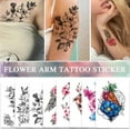 thumbnail image 4 of Pegatinas de tatuaje de flores de color negro, flor brillante, rosa, tatuaje de flores para el brazo, 4 of 7