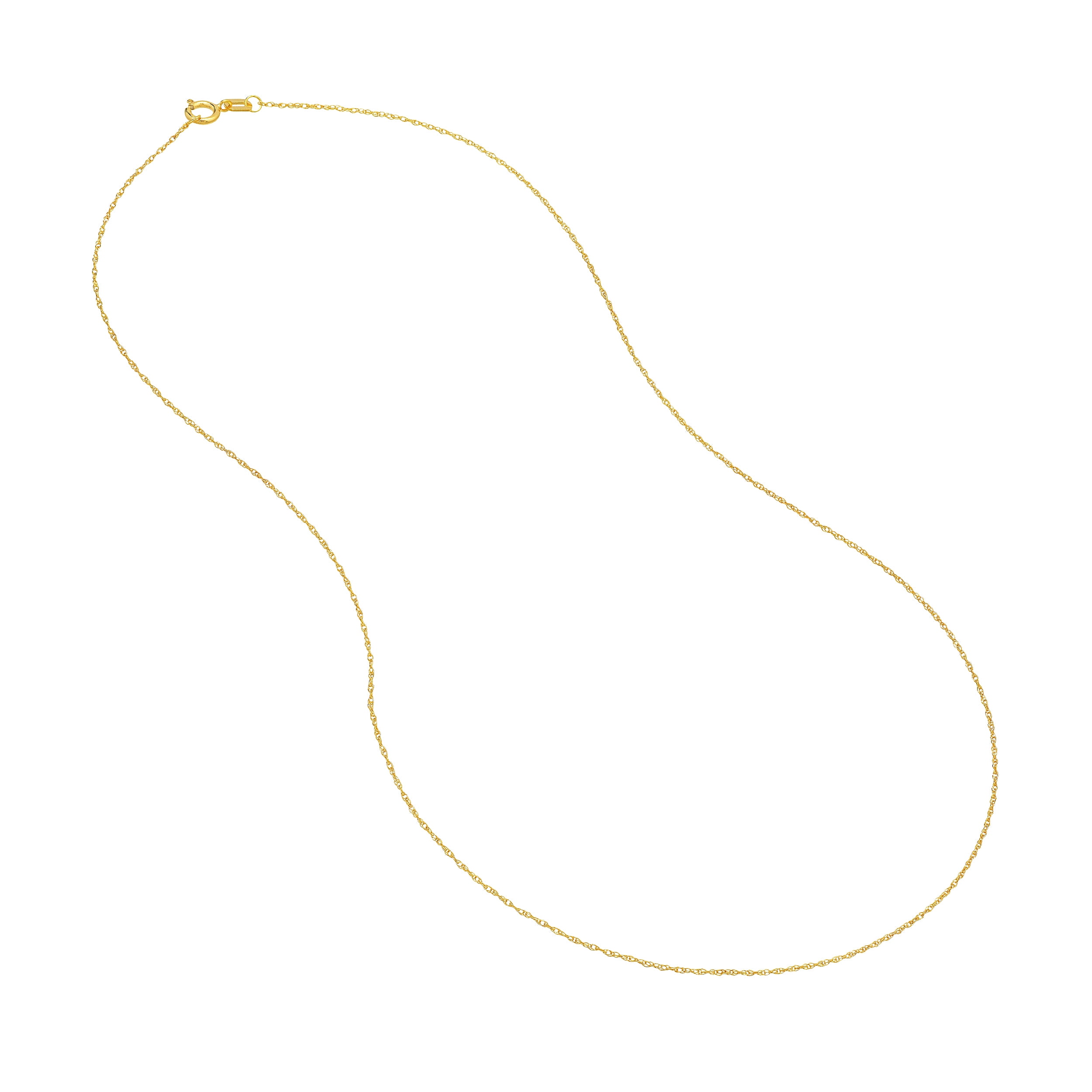 10K Yellow Gold 18" 0.80mm Replacement Rope Chain Necklace w/ 5mm Spring Ring - Women