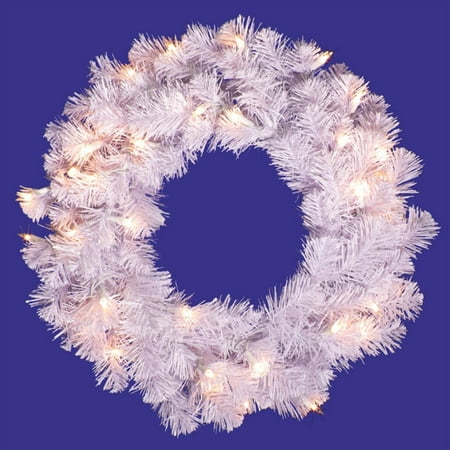 Vickerman 20" Crystal White Spruce Artificial Christmas Wreath with 50 Clear Lights