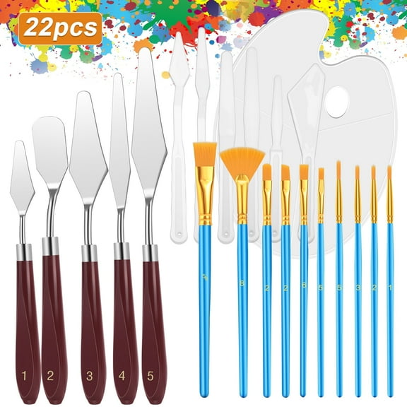 TSV 22pcs Artist Palette Knife and Brush Set, Artistic  Oil Painting Tool for Acrylic Painting Watercolor