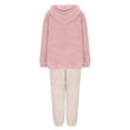 thumbnail image 4 of UAMVSH 2 Piece Fuzzy Fleece Hoodie Outfits for Women Plus Size Warm Hooded Pullover and Pant Plush Pajama Sets Winter Loungewear(X-LargePink 2), 4 of 7
