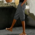 thumbnail image 6 of aohooy Linen Cargo Capris for Women Knee Length Capri Pants with Pockets Elastic Waisted Summer Work Outdoor Hiking Cropped Pant Gray,XXL, 6 of 8