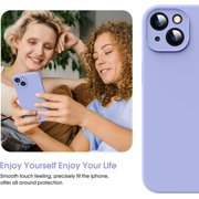Liquid Silicone Case for iPhone 14, [True Liquid Silicone] [Anti Fingerprint] 4 Layer Phone Case Protective Cover, Full Coverage Around Camera & Built-in Microfiber, 6.1, Purple