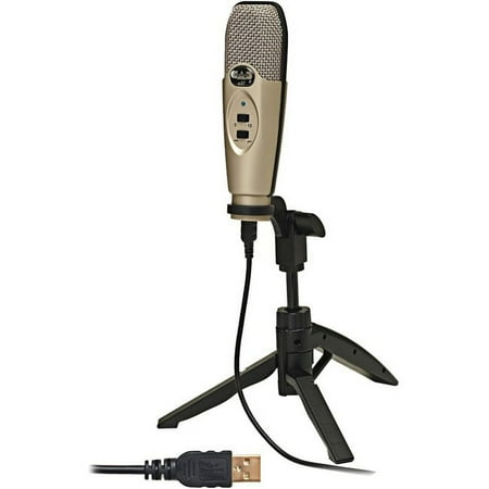 USB Large Diaphragm Cardioid Condenser Microphone w/Tripod Stand, 10' USB Cable