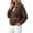 Brown, variant on Womens Fuzzy Fleece Quarter Zip Pullover Sherpa Mock Neck Long Sleeve Jackets with Pocket Winter Warm Coat for Casual