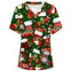 thumbnail image 1 of Pntutb Blusa de manga corta con cuello en V para mujer, uniforme con bolsillos estampados de Navidad Pntutb Pntutb-1301, 1 of 3