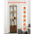 thumbnail image 4 of VEVOR 5 Tier Corner Shelf Tall Corner Stand with LED Light & Doors Narrow Rack, 4 of 9