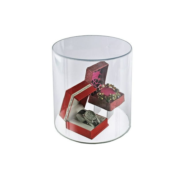 Clear Acrylic Cylinder Display, Plastic Round Container and Riser, 8"W x 10"H