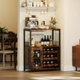 thumbnail image 2 of Garvee Wine Bar Cabinet with LED Lights & Detachable Wine Rack, Rustic Brown, 2 of 8