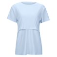 thumbnail image 4 of Women Nursing Short Sleeve Ribbed Knitted Top - Layered Design Breastfeeding T-Shirt, 4 of 6