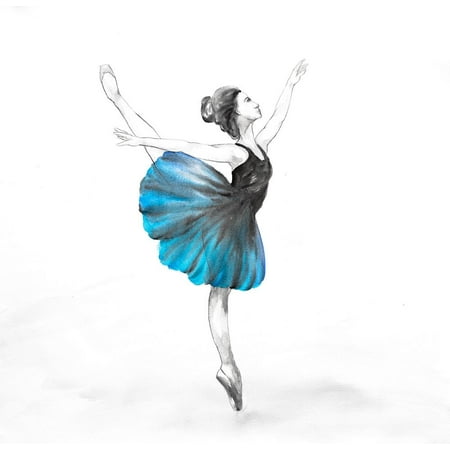 Studio Ballerina - Small Blue Ballerina Poster Print by Atelier B Art Studio