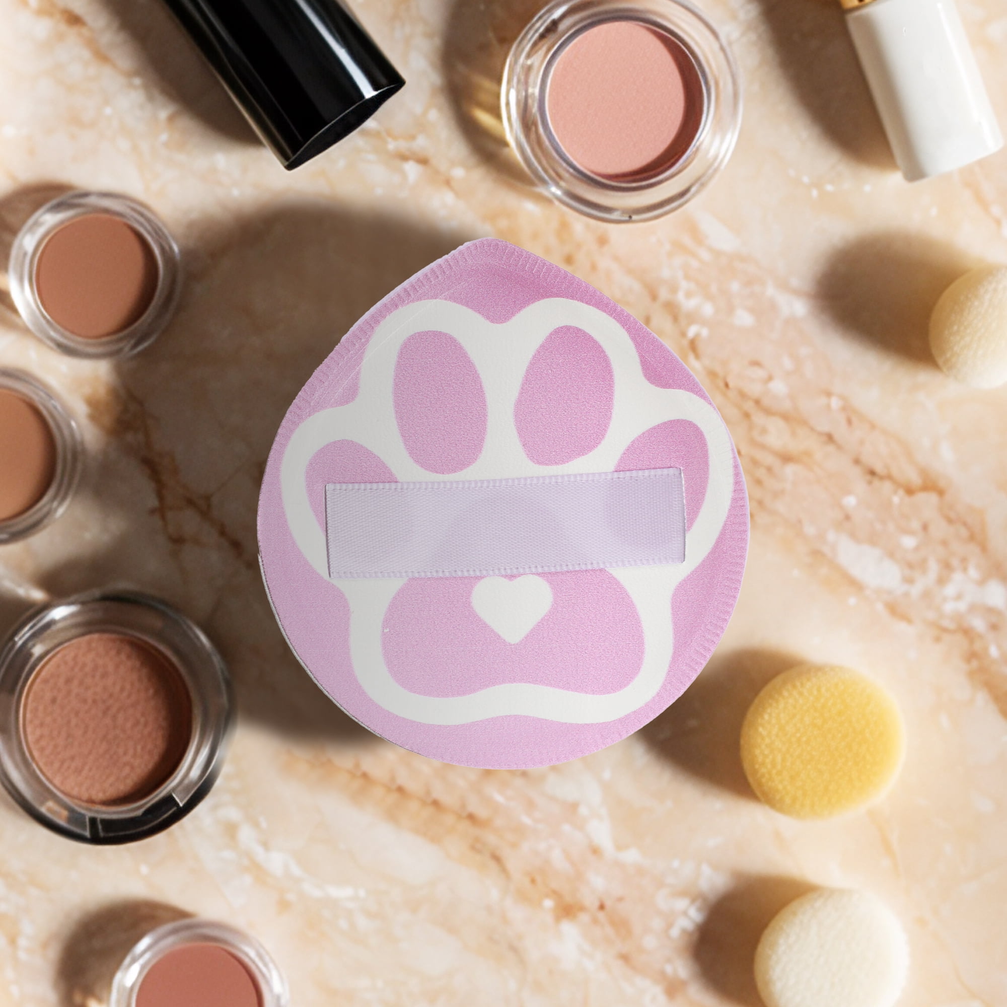 Unique Bargains 1 Pc Portable Cat Paw Face Makeup Sponge Purple