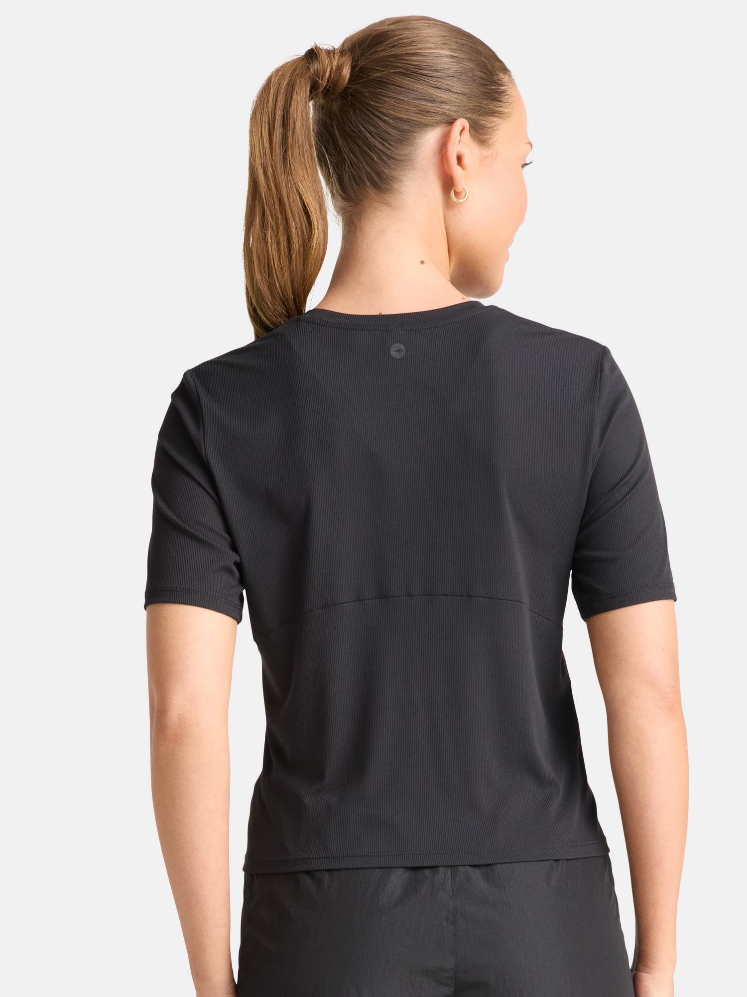 Avia Women's Ribbed Crop Tee with Short Sleeves, Sizes XS-XXXL
