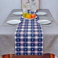 thumbnail image 5 of Table Runner Dresser Scarves 108 Inch Long,4th of July Buffalo Plaid Linen Dining Table Runners White Stars on Navy Blue Grid Tabletop Scarf for Wedding Holiday Party Kitchen, 5 of 7