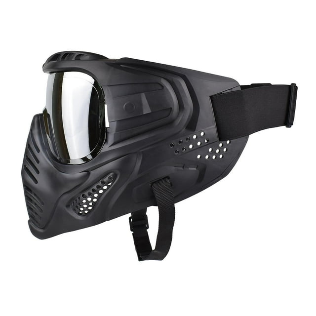 Máscara táctica completa para hombre y mujer, respirador para montar CS, paintball y juegos al aire libre Lente plateada