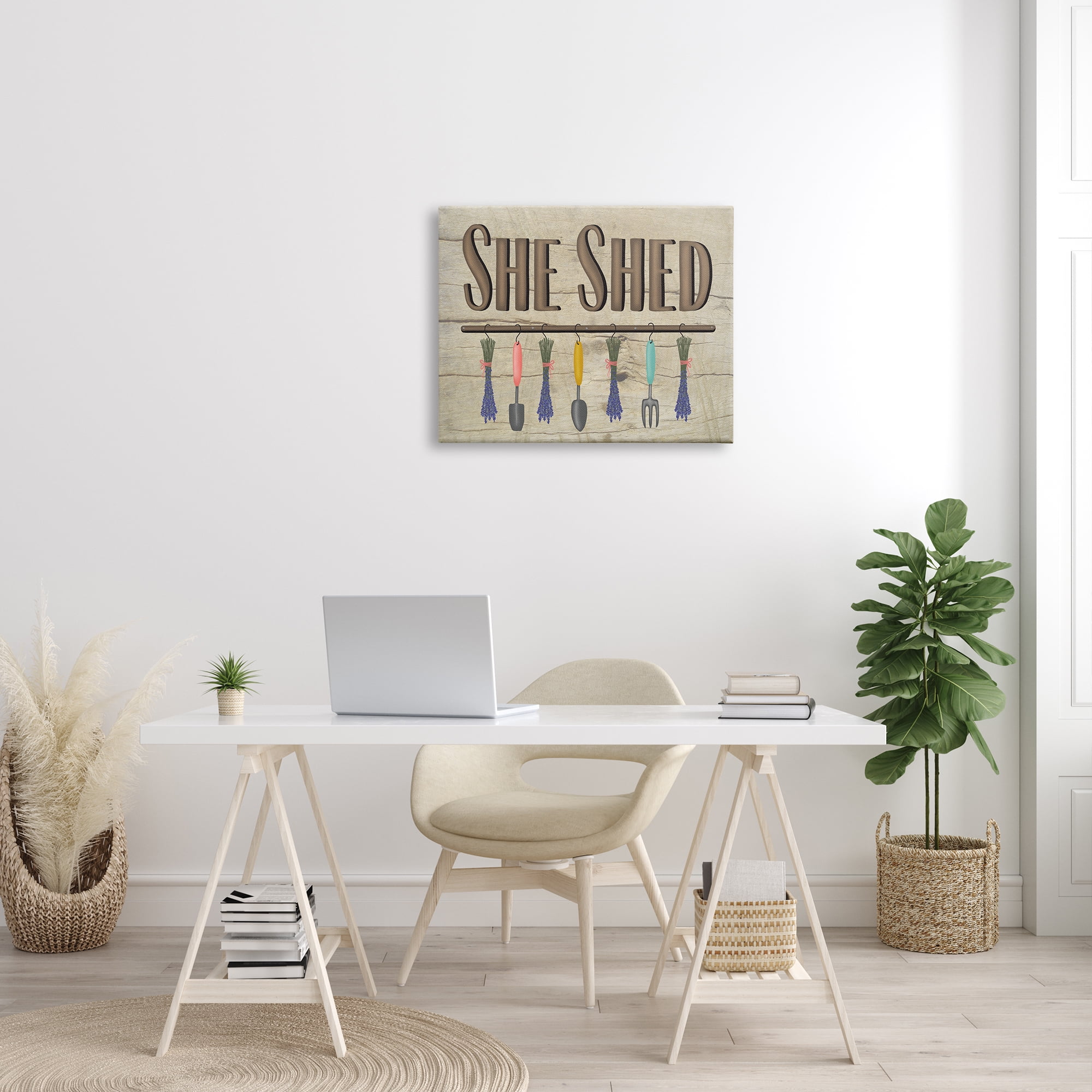 Stupell Industries Rustic She Shed Phrase Lavender Bunches Garden Tools, 24 x 30, Design by Darlene Seale