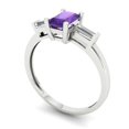 thumbnail image 2 of 0.8 ctw 3 Stone Anniversary Ring for Women | Emerald Cut Natural Amethyst | Hyperallergenic Solid 14K White Gold, 2 of 5