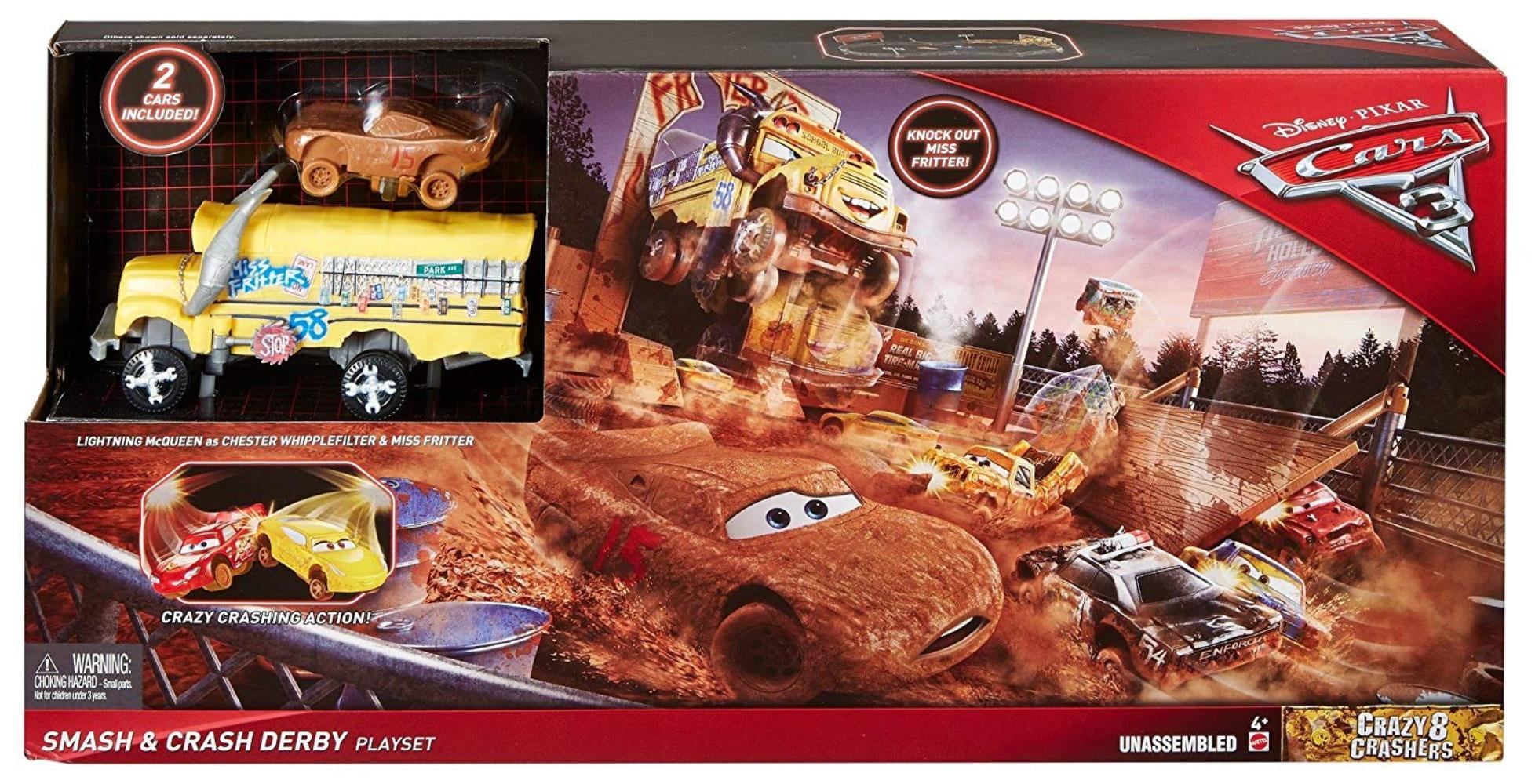 Disney Cars 3 Chester Whipplefilter & Miss Fritter Smash & Crash Derby Playset