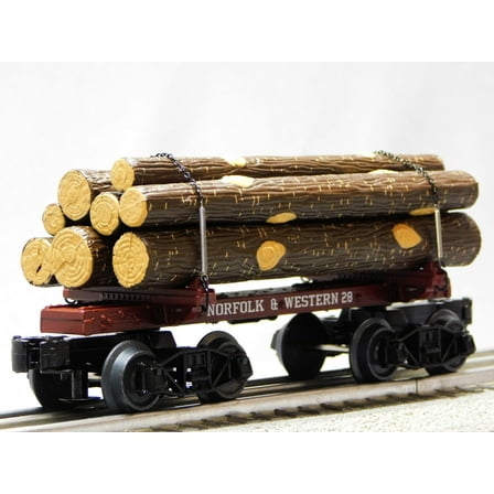 M.T.H. Electric Trains MTH Premier Norfolk Western Skeleton FLATCAR W/LOGS (28)