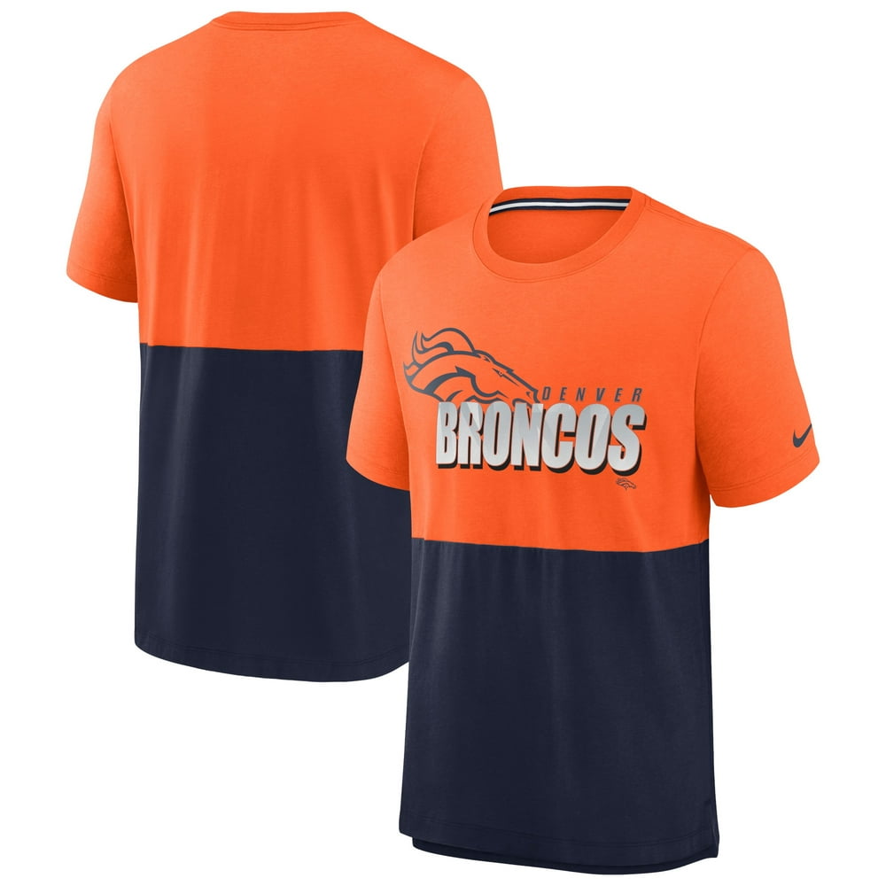 Denver Broncos Nike Fan Gear Colorblock Tri-Blend T-Shirt - Orange/Navy ...