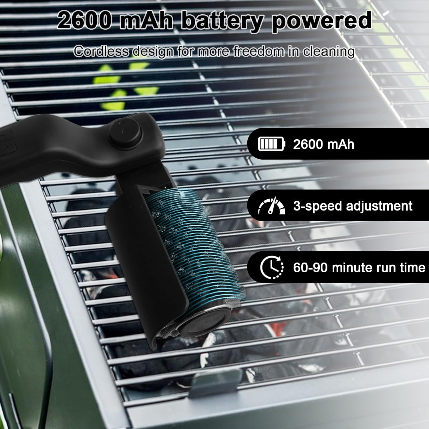 Electric Grill Clean Brush, Rechargeable Cordless BBQ Brush, 180°Adjustable Cleaning Brush, 3-Speed Power, Waterproof Cleaner for BBQ Grates with Extra Brushhead
