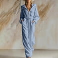 thumbnail image 2 of QQZ Wide Leg Hooded Jumpsuit For Women, Zip Front Elastic Waist Corduroy Casual Jumpsuit For Loungewear Vacation Daily Wear, 2 of 6