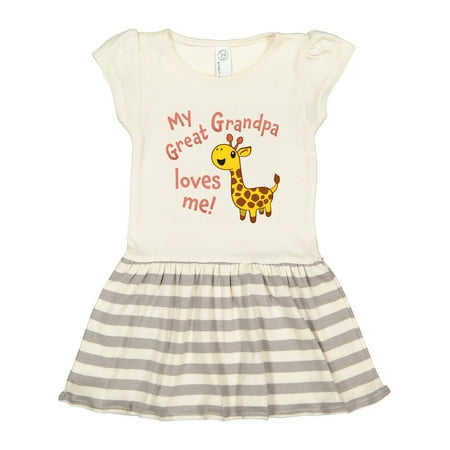 

Inktastic My Great Grandpa Loves Me- Cute Giraffe Gift Toddler Girl Dress