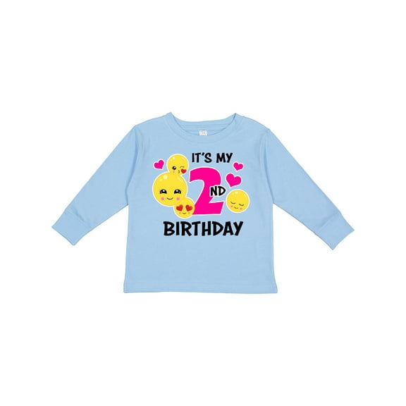 Inktastic Its My 2nd Birthday with Smiling Emoticons Girls Long Sleeve Toddler T-Shirt