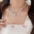 thumbnail image 4 of Collar con lazo en forma de corazón para mujer, estilo punk grunge, joyería estética, código de producto 48605, 4 of 5