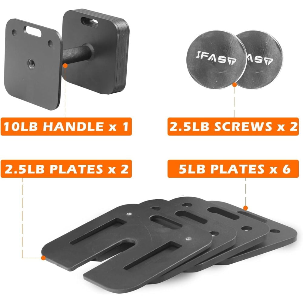 Square Dumbbell 9 in 1 Free Adjustable Dumbbell 50LBS square Dumbbell 9 in 1 Free Weights for Multi weight Options Quick-Lock Adjustable Dumbbell