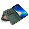 thumbnail image 5 of Multifunctional Case for iPhone 16,[RFID Blocking] 9 Credit Cards Holder with Wrist Strap, Premium PU Leather Zipper Wallet Purse Magnetic Flip Phone Cover,Green, 5 of 9
