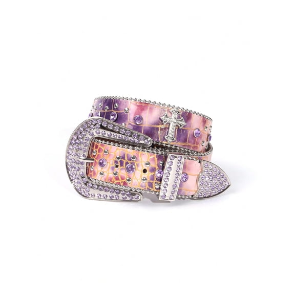 Rhinestone Belt for Men & Women, Western Cowboy Belt with Bling Cross Design for Jeans