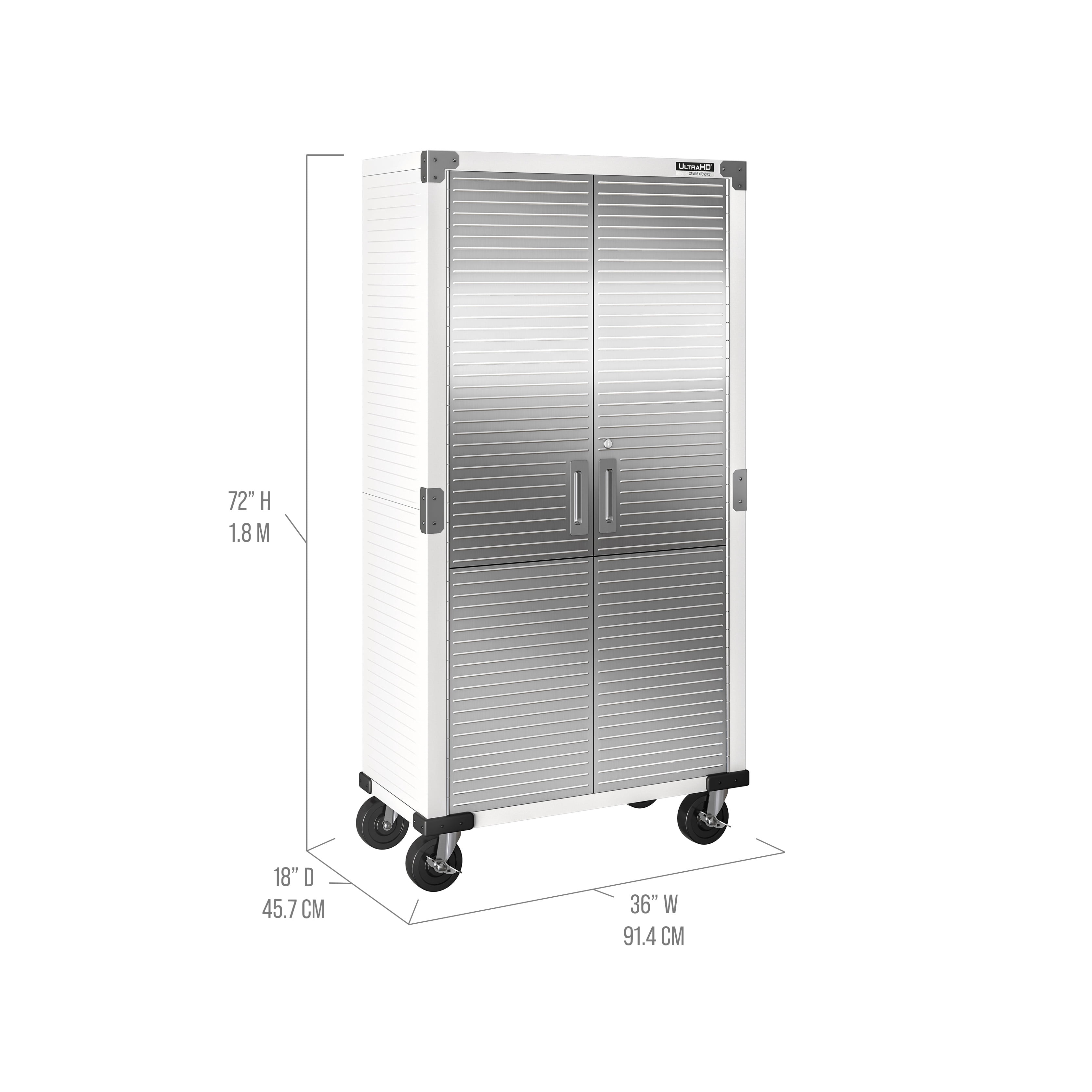 Seville Classics UltraHD® Rolling Storage Cabinet, 36" W x 18" D x 72" H, White