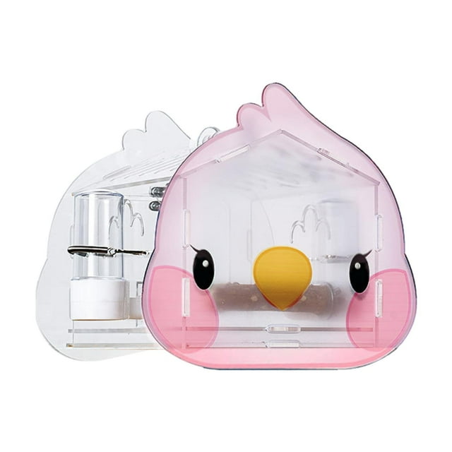 Comederos y perchas para pájaros, jaulas de viaje transparentes para pájaros peonía, periquitos rosa