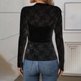 thumbnail image 4 of XEDZYT Long Sleeve Shirts for Women Lace Crewneck Slim Fit Tops Goingout Fashion Clothes Size S, 4 of 5