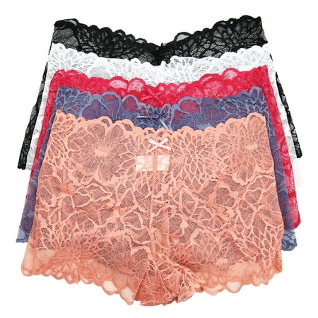 LAVRA Women s Regular Plus Size Lace Panties Multi Pack Sexy Boyshorts Underwear