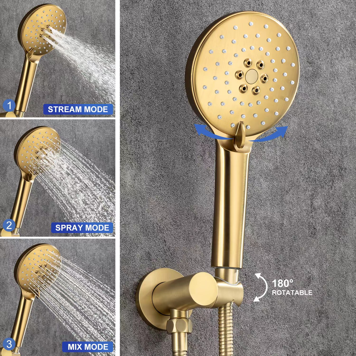 Rainlex One-Handle 1-Spray Brushed Gold Bathtub Shower Faucet