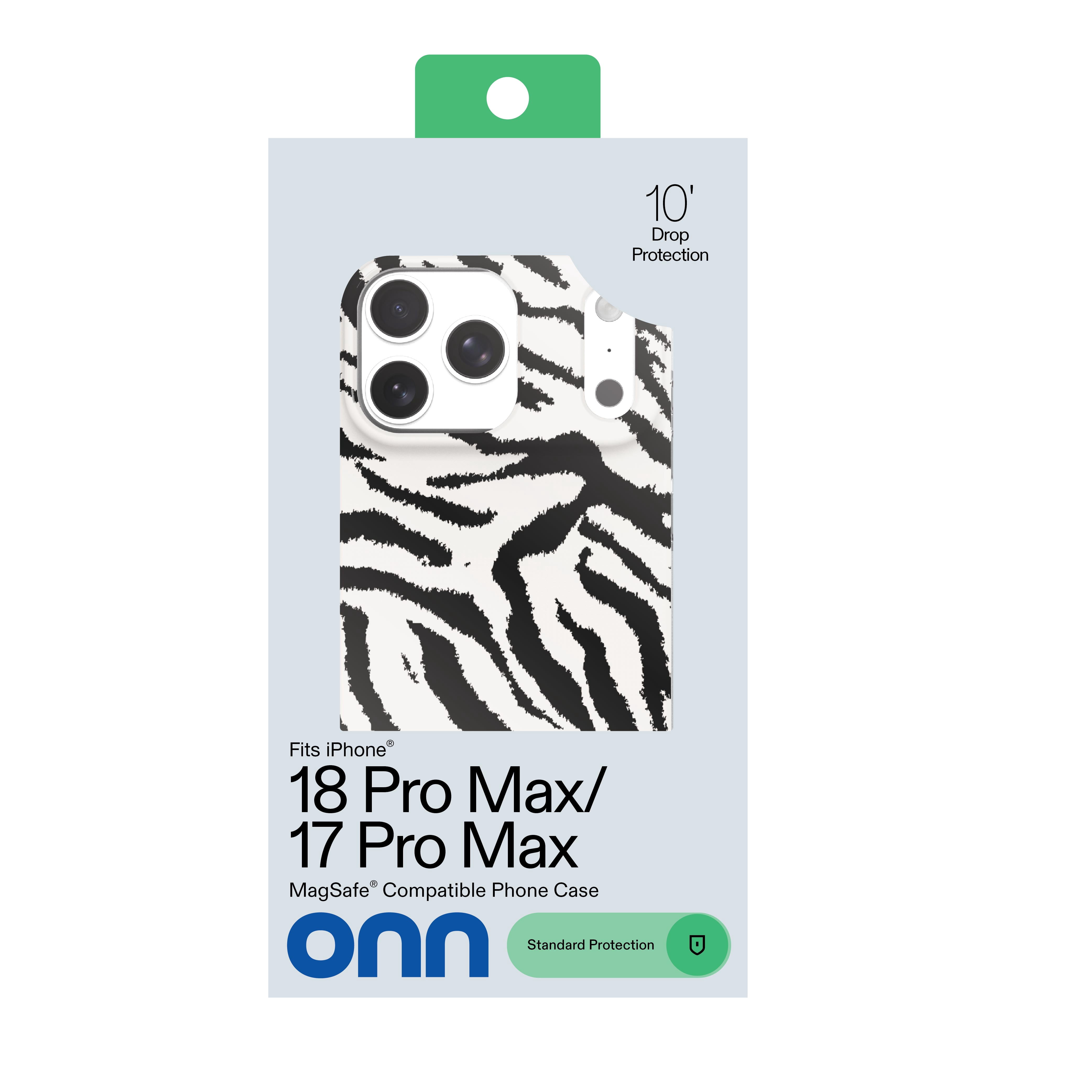 onn Phone Case for iPhone 18 Pro Max / 17 Pro Max, MagSafe Compatible - Zebra Stripe